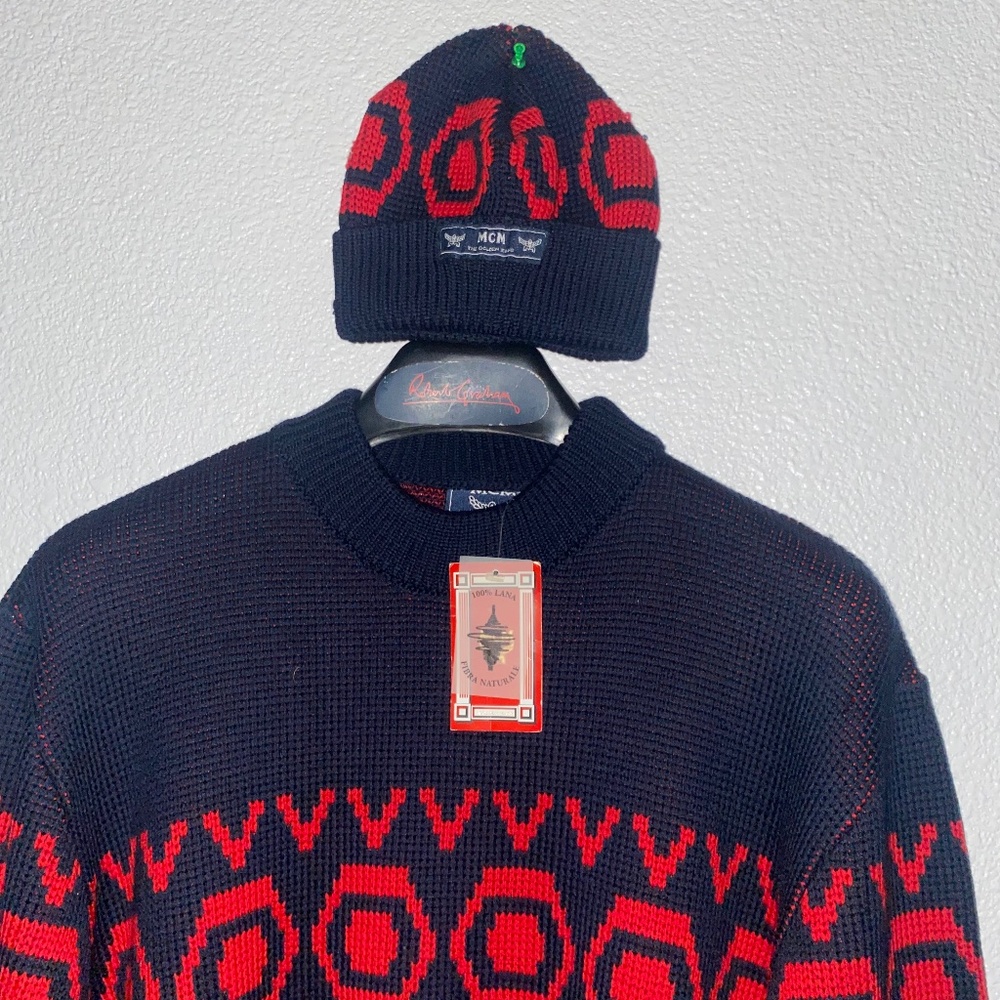 MCM Vintage Sweater and Cap Marino Wool Sweater Set XL